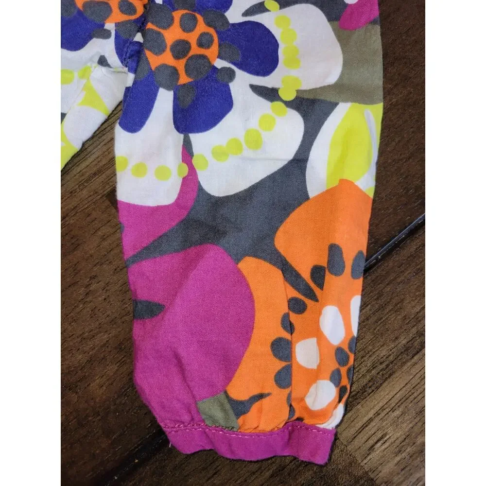 CARTER'S Colorful Floral Mod Groovy 100% Cotton Girl's Shirt Dress Size 6 mo
